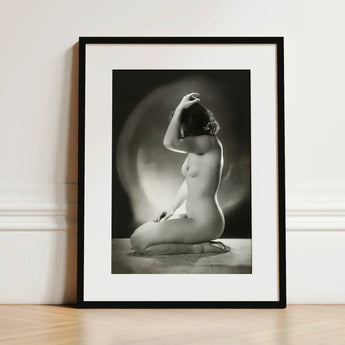 Seated Nude Woman - Jacob Merkelbach Art Print / Canvas Black-framed Monochrome Photograph Hand Inside Merkelbach’s, Leidseplein, Atelier,
