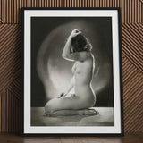 Seated Nude Woman - Jacob Merkelbach Art Print / Canvas Black-framed Black-and-white Photographic Hand Raised Inside Merkelbach’s,