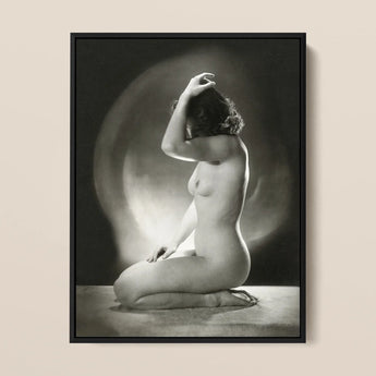 Seated Nude Woman - Jacob Merkelbach Art Print / Canvas Black-framed Black-and-white Photographic Hand Raised Inside Merkelbach’s,