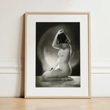 Seated Nude Woman - Jacob Merkelbach Art Print / Canvas Black-and-white Framed Photograph Hand Raised Head Inside Merkelbach’s,