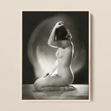 Seated Nude Woman - Jacob Merkelbach Art Print / Canvas Black-and-white Framed Photograph Hand Raised Head Inside Merkelbach’s,