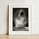 Seated Nude Woman - Jacob Merkelbach Art Print / Canvas Black-and-white Framed Photograph Hand Raised Head Inside Merkelbach’s,