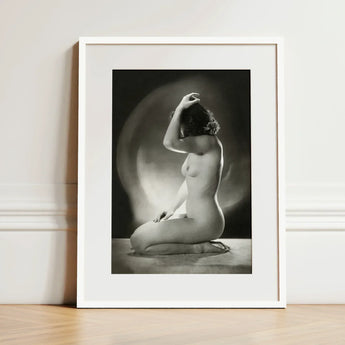 Seated Nude Woman - Jacob Merkelbach Art Print / Canvas Black-and-white Framed Photograph Hand Raised Head Inside Merkelbach’s,