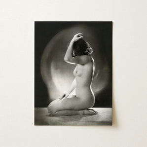 Seated Nude Woman - Jacob Merkelbach Art Print / Canvas Black-and-white Photographic Hand Raised Head Inside Merkelbach’s, Leidseplein,