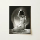 Seated Nude Woman - Jacob Merkelbach Art Print / Canvas Black-and-white Photographic Hand Raised Head Inside Merkelbach’s, Leidseplein,