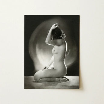 Seated Nude Woman - Jacob Merkelbach Art Print / Canvas Black-and-white Photographic Hand Raised Head Inside Merkelbach’s, Leidseplein,