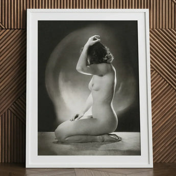 Seated Nude Woman - Jacob Merkelbach Art Print / Canvas White-framed Black-and-white Photographic Hand Raised Inside Merkelbach’s,