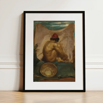 Seated Tajik - impresión artística de William Etty sobre lienzo, 12x16’’ / 31x41cm / Marco negro / Paspartú, pósters, impresiones y arte visual, Toby Leon