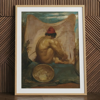Seated Tajik - impresión artística de William Etty sobre lienzo, 24x32’’ / 61x81cm / Marco natural / Paspartú, pósters, impresiones y arte visual, Toby Leon