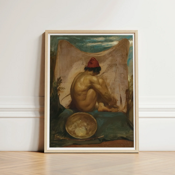 Framed Reproduction Classical Painting Nude Figure Red Hat William Etty, Turns, Male Eastward, Tajik Man Folds, Studio’s Orientalist