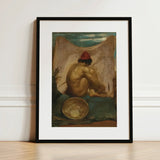 Seated Tajik - William Etty Art Print / Canvas Black-framed Classical Painting Nude Figure Red, Turns, Male Eastward, Man Folds, Studio’s