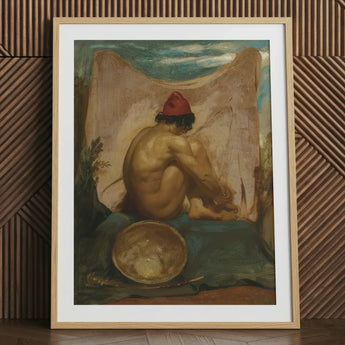Seated Tajik - William Etty Art Print / Canvas Framed Reproduction édouard Manet’s ?The Shaved Head” Light, Turns, Male Nude Eastward, Man F