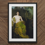 Seated Woman Half Draped Figure - Abbott Handerson Thayer Art Print / Canvas, 20x30’’ / 51x76cm / Black Frame / Matboard, Posters Prints &