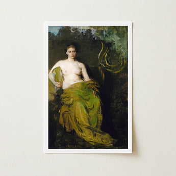 Seated Woman Half Draped Figure - Abbott Handerson Thayer Art Print / Canvas Linen Weave Breathes, Sits Inside Prints