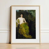 Seated Woman Half Draped Figure - Abbott Handerson Thayer Art Print / Canvas Framed Classical Painting Nude Linen Weave Breathes, Sits