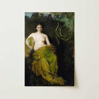 Seated Woman Half Draped Figure - Abbott Handerson Thayer Art Print / Canvas, Linen Weave Breathes, Seated Woman Half, Woman Half Draped,