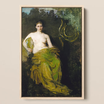 Seated Woman Half Draped Figure - Abbott Handerson Thayer Art Print / Canvas, Linen Weave Breathes, Seated Woman Half, Woman Half Draped,