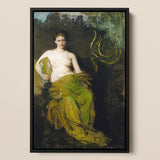 Seated Woman Half Draped Figure - Abbott Handerson Thayer Art Print / Canvas, Linen Weave Breathes, Seated Woman Half, Woman Half Draped,