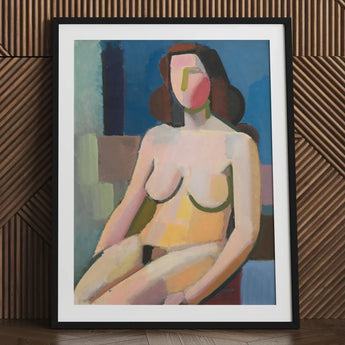 Seated Woman - Vilhelm Lundstrøm Art Print / Canvas Abstract Modern Sleek Black Frame White, Builds, Face Stays Empty, Rose Blush Riding,