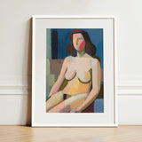 Seated Woman - Vilhelm Lundstrøm Art Print / Canvas Framed Abstract Painting Nude Figure Geometric Shapes Soft, Builds, Face Stays Empty,