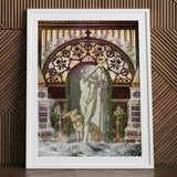 Secret Dog Private Dock - Gay Myth Collage Art Print Framed Classical Statue Nude Male Figure, Prints