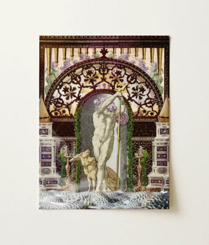 Rectangular Ornate Art Print Classical Statue Nude Male Private Dock Gay, Collage