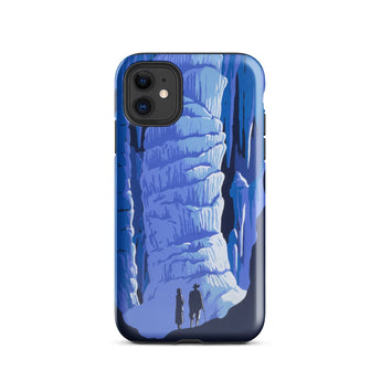 See America Travel Poster - Alexander Dux Phone Case Iphone 11 / Gloss Blue Cave-themed Phone Case Stylized Illustration Two Figures Pale