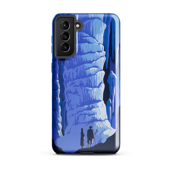 See America Travel Poster - Alexander Dux Phone Case Samsung Galaxy S21 Plus / Gloss Blue Cave-themed Phone Case Stylized Illustration Two
