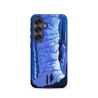 See America Travel Poster - Alexander Dux Phone Case Samsung Galaxy S25 / Matte Blue Cave-themed Phone Case Two Silhouetted Figures