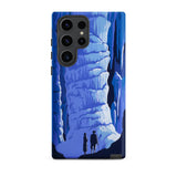 See America Travel Poster - Alexander Dux Phone Case Samsung Galaxy S23 Ultra / Matte Blue Cave-themed Phone Case Two Silhouetted Figures