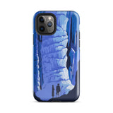 See America Travel Poster - Alexander Dux Phone Case Iphone 11 Pro / Gloss Blue Illustrated Iphone Case Stylized Cave Two Silhouetted Pale