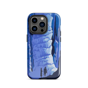 See America Travel Poster - Alexander Dux Phone Case Iphone 14 Pro / Gloss Blue Illustrated Phone Case Stylized Cave Scene Two Pale