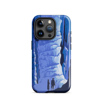 See America Travel Poster - Alexander Dux Phone Case Iphone 15 Pro / Gloss Blue Illustrated Phone Case Stylized Cave Scene Two Pale