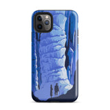 See America Travel Poster - Alexander Dux Phone Case Iphone 11 Pro Max / Gloss Blue Illustrated Phone Case Two Silhouetted Figures Textured