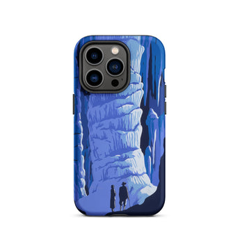 See America Travel Poster - Alexander Dux Phone Case Iphone 14 Pro / Matte Blue Illustrated Phone Case Two Silhouetted Figures Textured