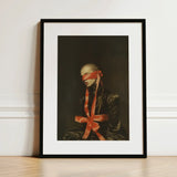 See no Evil - Luxe Gay Bondage Art Print / Canvas Black-framed Portrait Bald Figure Red Ribbon, Vision Wrapped Prints