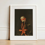 See no Evil - Luxe Gay Bondage Art Print / Canvas Framed Portrait Bald Figure Red Ribbon, Vision Wrapped Prints