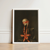 Framed Portrait Figure Red Ribbon Tied Eyes Waist Luxe Gay Bondage, Art, Vision Wrapped