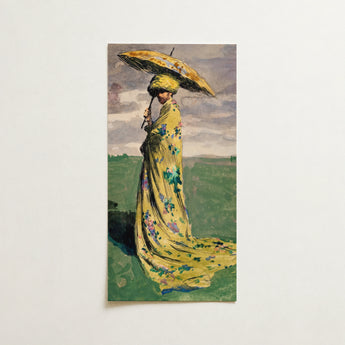 Vertical Rectangular Print Woman Long Yellow Floral Gown Maximilian švabinský’s, Masterful Mixed Media, Whirlwind