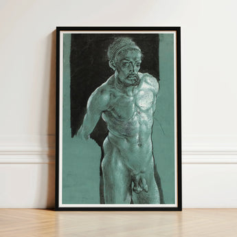 Self Portrait as a Nude - Albrecht Durer Art Print / Canvas Framed Sketch Muscular Male Figure Detailed Linework Young, Steps Prints