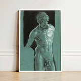 Self Portrait as a Nude - Albrecht Durer Art Print / Canvas Framed Artwork Muscular Male Figure Sketch-style Illustration Young, Steps