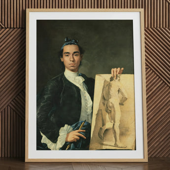 Self Portrait Holding a Nude Study - Luis Egidio Melendez Art Print / Canvas, 24x32’’ / 61x81cm / Natural Frame / Matboard, Posters Prints