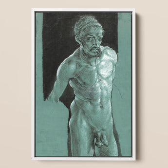 Selbstporträt als Akt - Albrecht Dürer Kunstdruck / Leinwand, 12x17’’ / A3 / Weißer Rahmen, Poster Drucke & visuelle Kunstwerke, Toby Leon