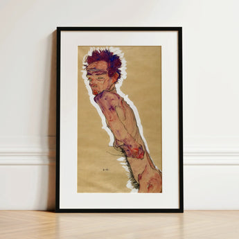 Self Portrait Nude - Egon Schiele Art Print / Canvas, 12x18’’ / 31x46cm / Black Frame / Matboard, Posters Prints & Visual Artwork, Toby Leon
