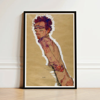 Self Portrait Nude - Egon Schiele Art Print / Canvas Framed Schiele’s Expressive, Pigment Scrapes, Self-portrait Offers Prints
