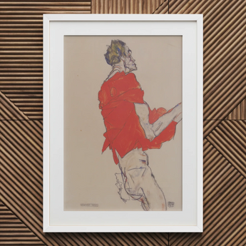 Self Portrait in a Red Shirt - Egon Schiele Art Print / Canvas, Schiele Twists, Raw Silhouette, Art Print