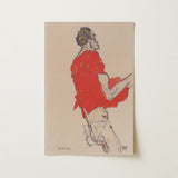 Self Portrait in a Red Shirt - Egon Schiele Art Print / Canvas, Schiele Twists, Raw Silhouette, Art Print