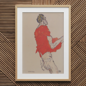 Self Portrait in a Red Shirt - Egon Schiele Art Print / Canvas, Schiele Twists, Raw Silhouette, Art Print