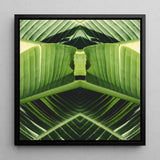 Semaphore - Botanischer Op-Art-Print mit Palmwedel / Leinwand, 12x12’’ / 31x31cm / Schwarzer Rahmen, Poster, Drucke & visuelle Kunstwerke, Toby Leon