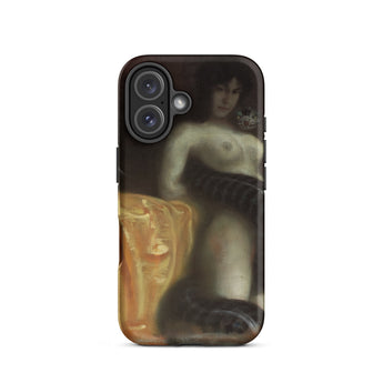 Sensuality - Franz Von Stuck Phone Case Iphone 16 / Matte Black Phone Case Painting Nude Woman Snake Franz Stuck, Iphone Case, Shadowed
